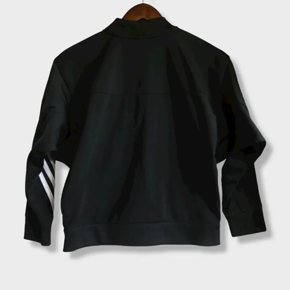 adidas Kids 3 Stripe Track Jacket M 10/12 Black Soccer Cheer Athletic Zip